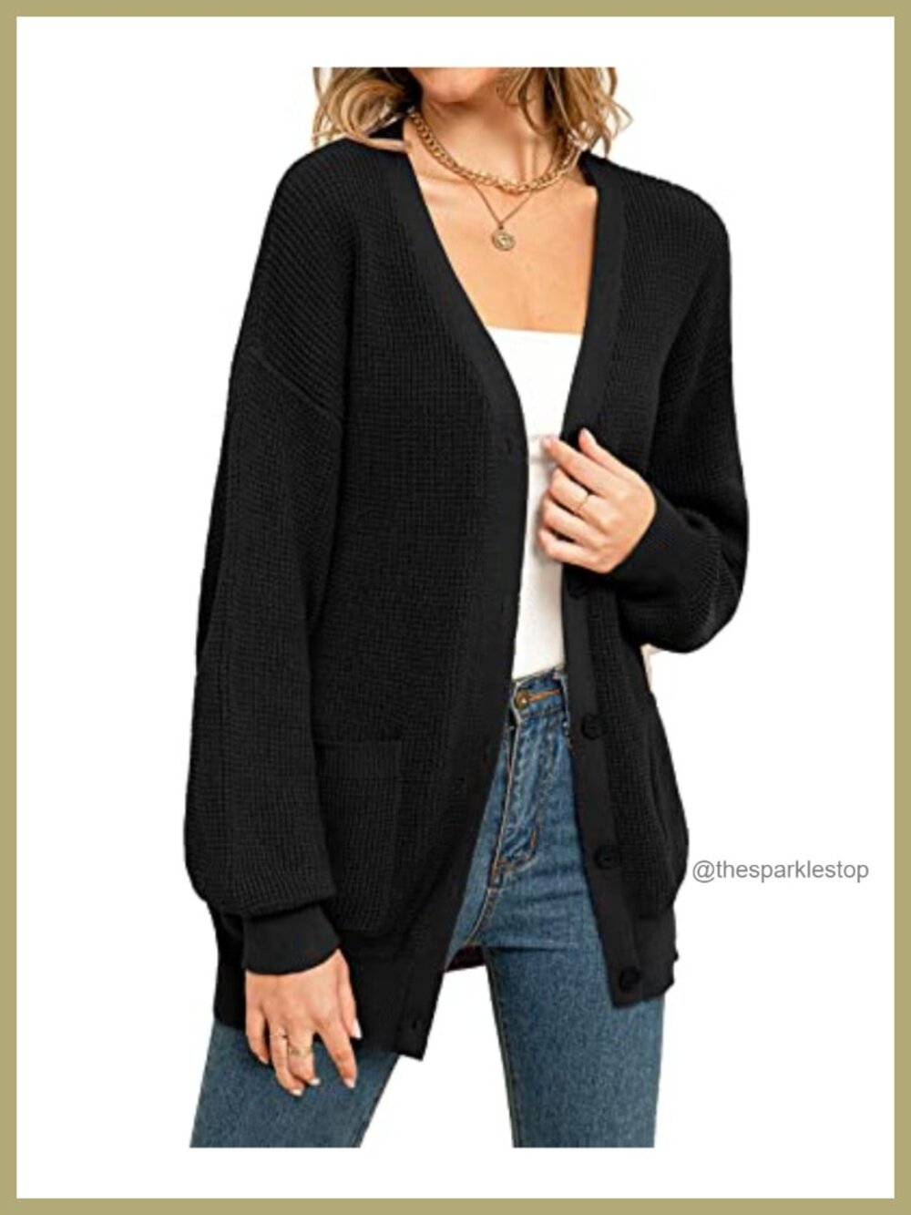 100% Cotton Cardigan with Pockets | Long Sleeve V-Neck Button Down Sweater
